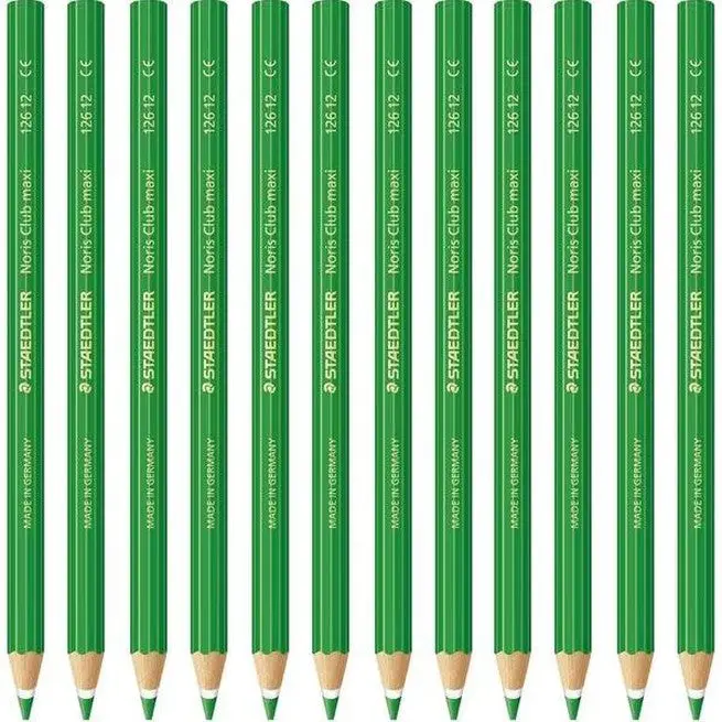 Staedtler Noris Club Maxi Learner Coloured Pencils Pack 12 (Green) 1