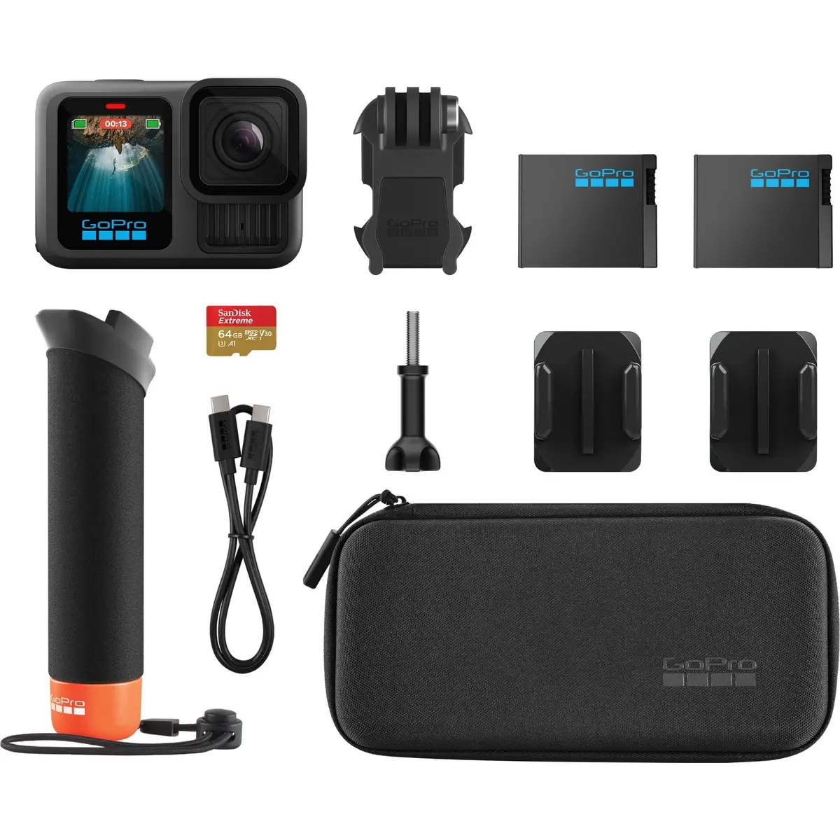 Gopro Hero13 Black 5.3K Hypersmooth 6.0 Action Cam Accessory Bundle 2