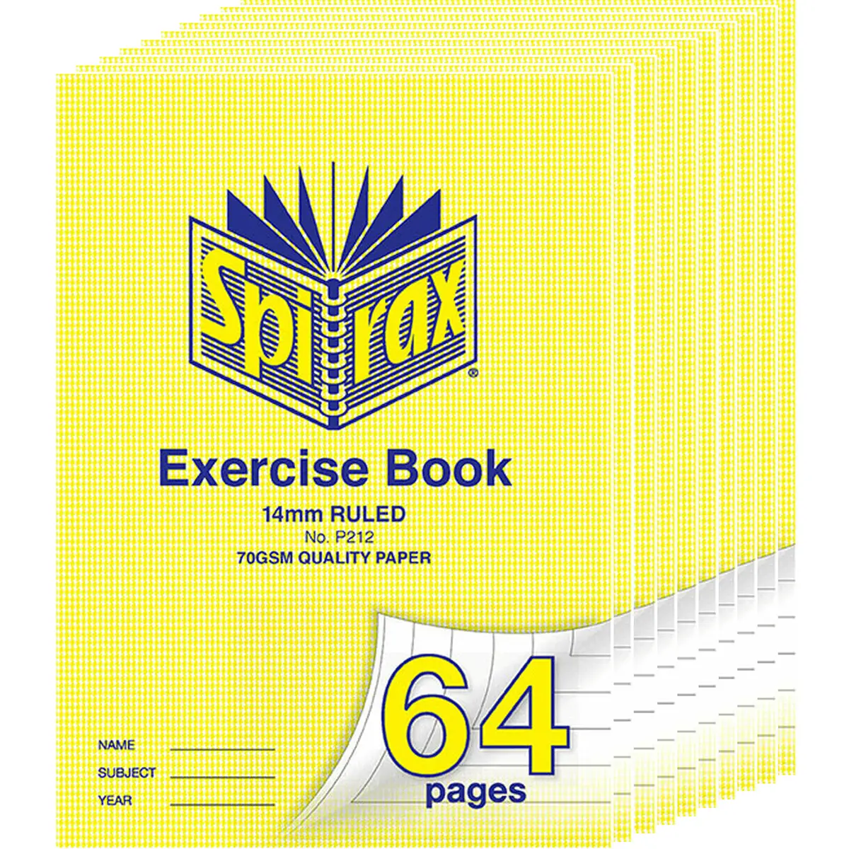 Spirax P212 Exercise Book Ruled 14Mm 70Gsm 64 Page A4 Pack 10 1