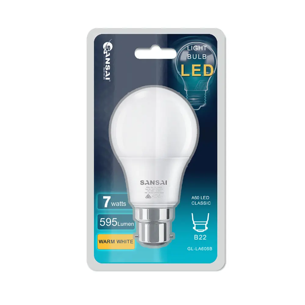 Sansai Led Light Bulb A60 7W B22 (Warm White) 2