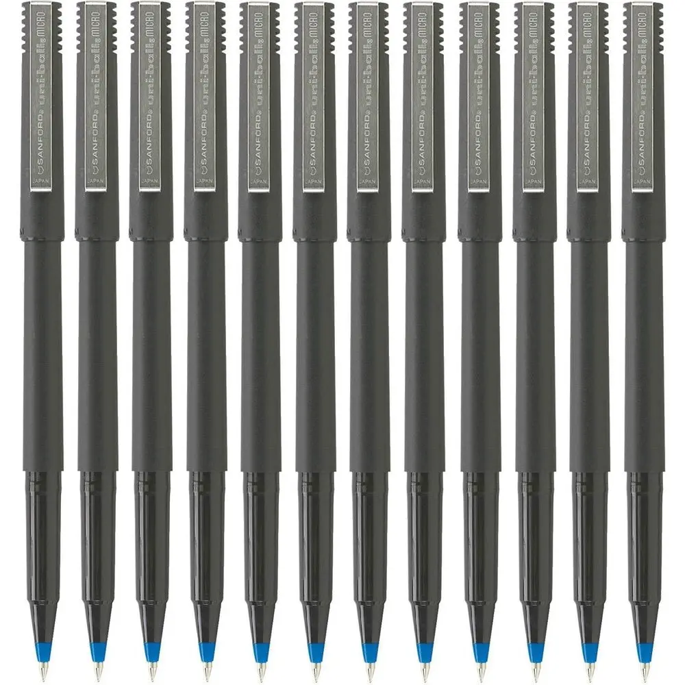 Uni-Ball Ub120 Micro Liquid Ink Rollerball Pen 0.5Mm Blue Box 12 1