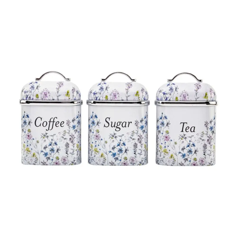 Laura Ashley 3Pc Elveden Tea Coffee Sugar Canister Set Wild Meadow 200Ml 1