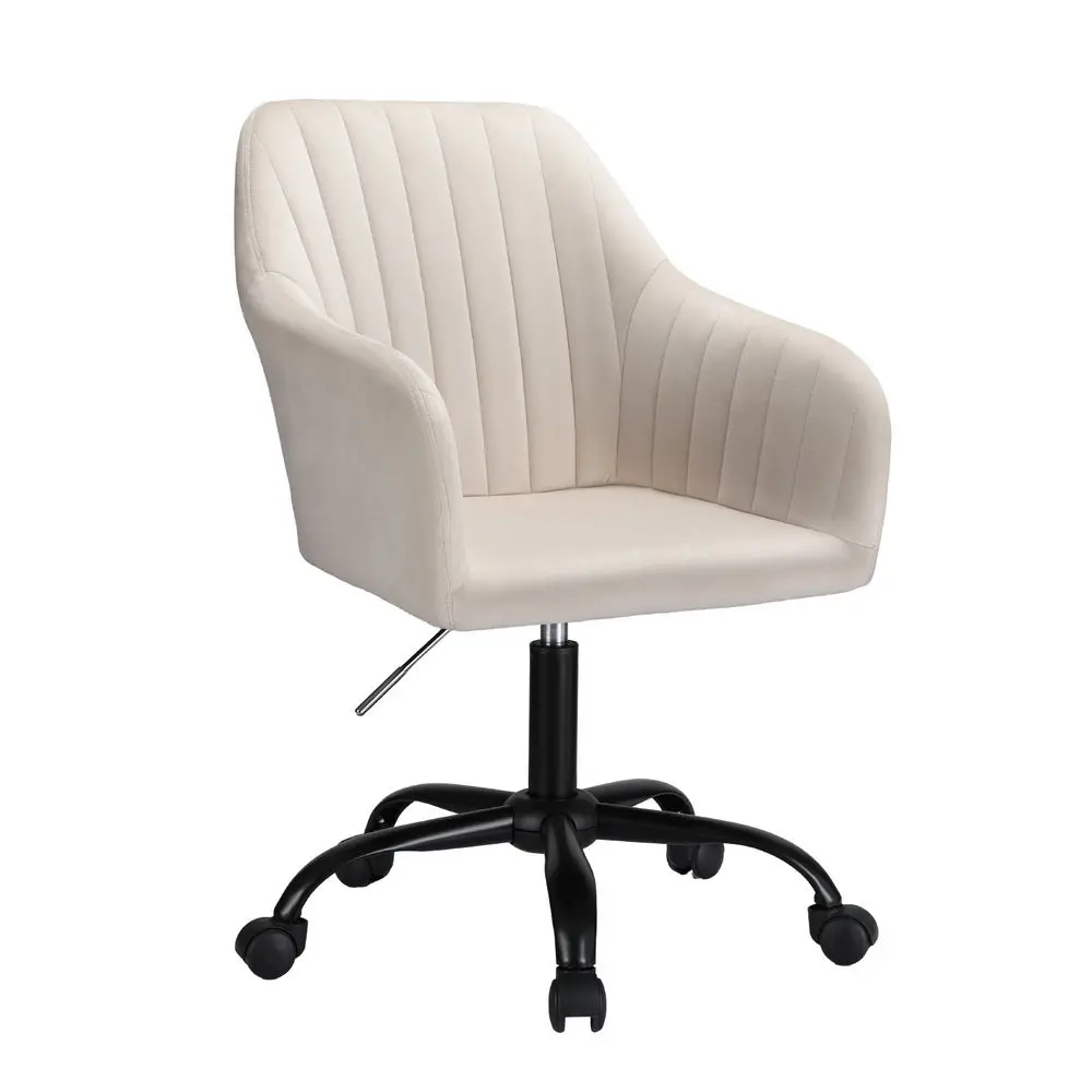 Artiss Office Chair Velvet Seat (Cream) 1