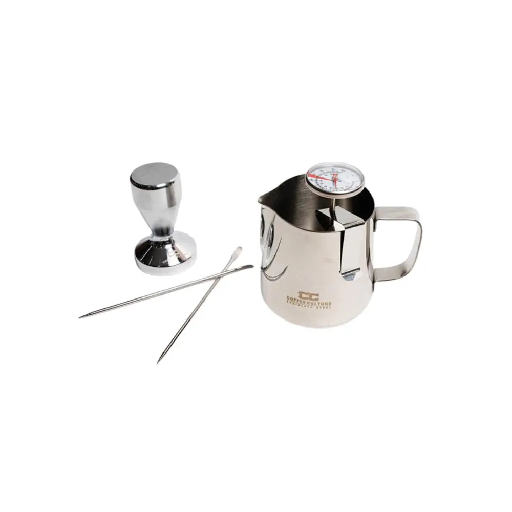 Coffee Culture Stainless Steel Coffee Essentials Tamper/Jug Set 5Pc (Silver) 1