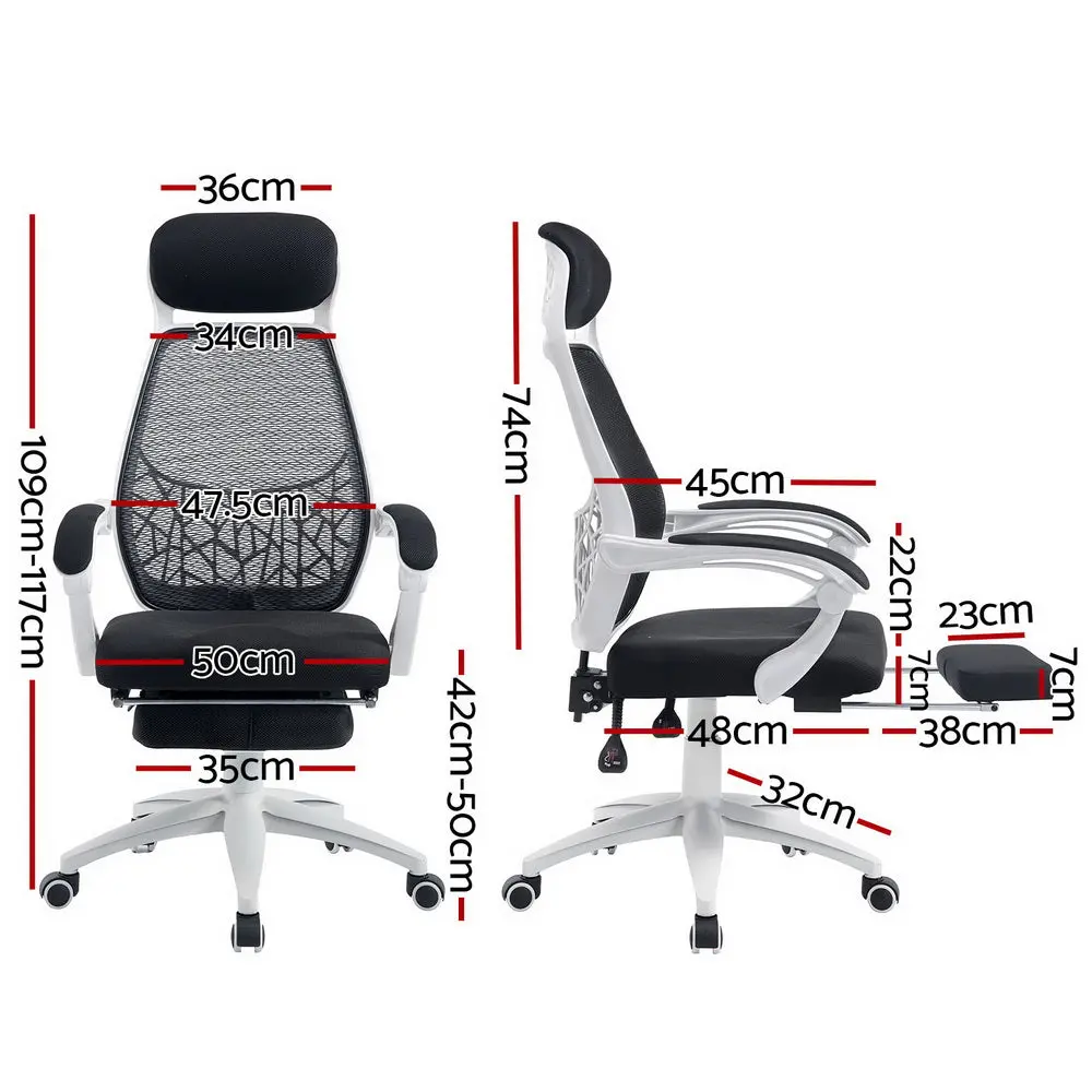 Artiss Mesh Office Chair Recliner (Black/White) 2
