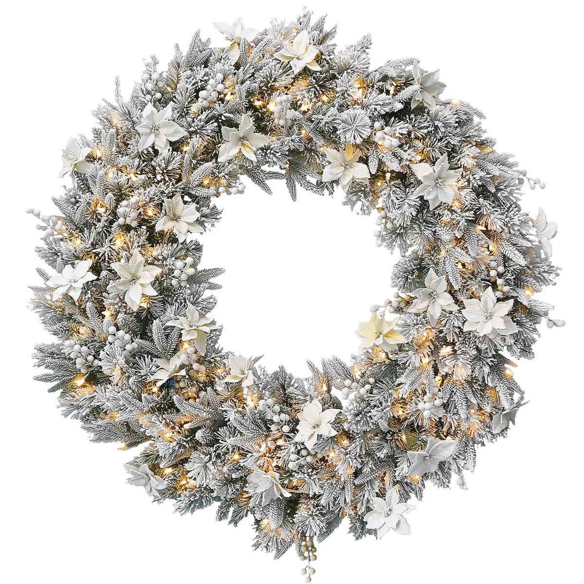 National Tree Company Frosted Colonial Pre-Lit Christmas Wreath - 122Cm 1
