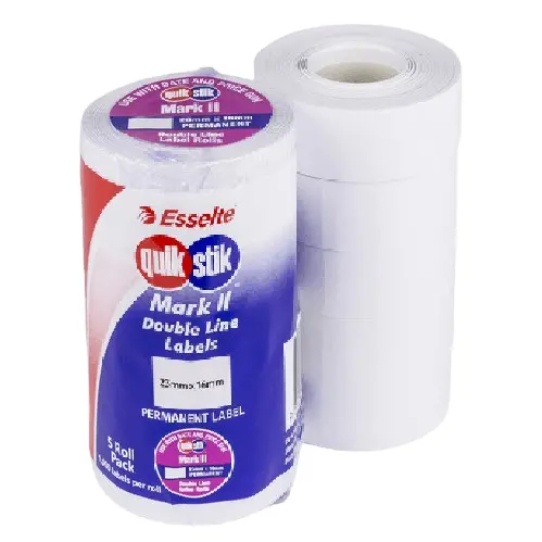 Quikstik Mark Ii Labels Permanent White 1000 Labels/Roll 23X16mm Pack 5 1