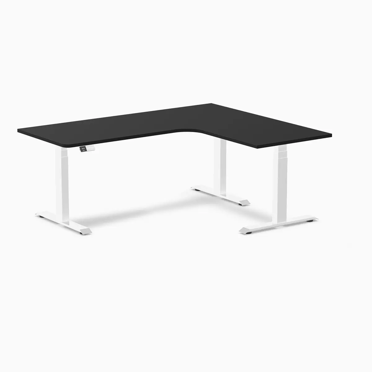 Desky L-Shape Melamine Sit Stand Desk 180Cm - Left Return Black Top And White Leg 1