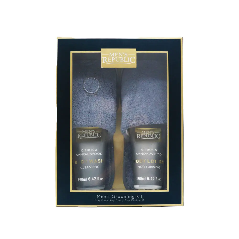 Men’S Republic Grooming And Slippers Kit For Comfort And Relaxation - Grey 1