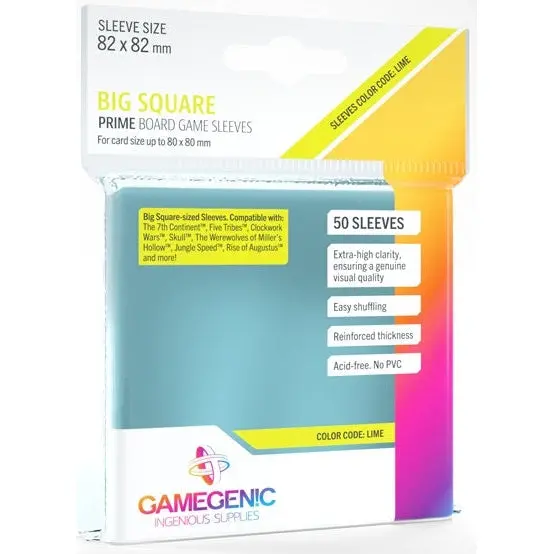 Gamegenic Prime Board Game Sleeves Werewolves/Jungle Speed 82Mmx82mm 50 Sleeves (Lime) 1