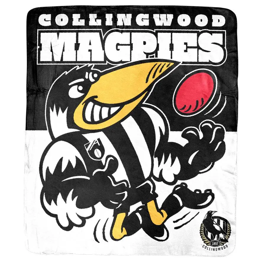 Afl - Collingwood Magpies - Coral Fleece Rug 1