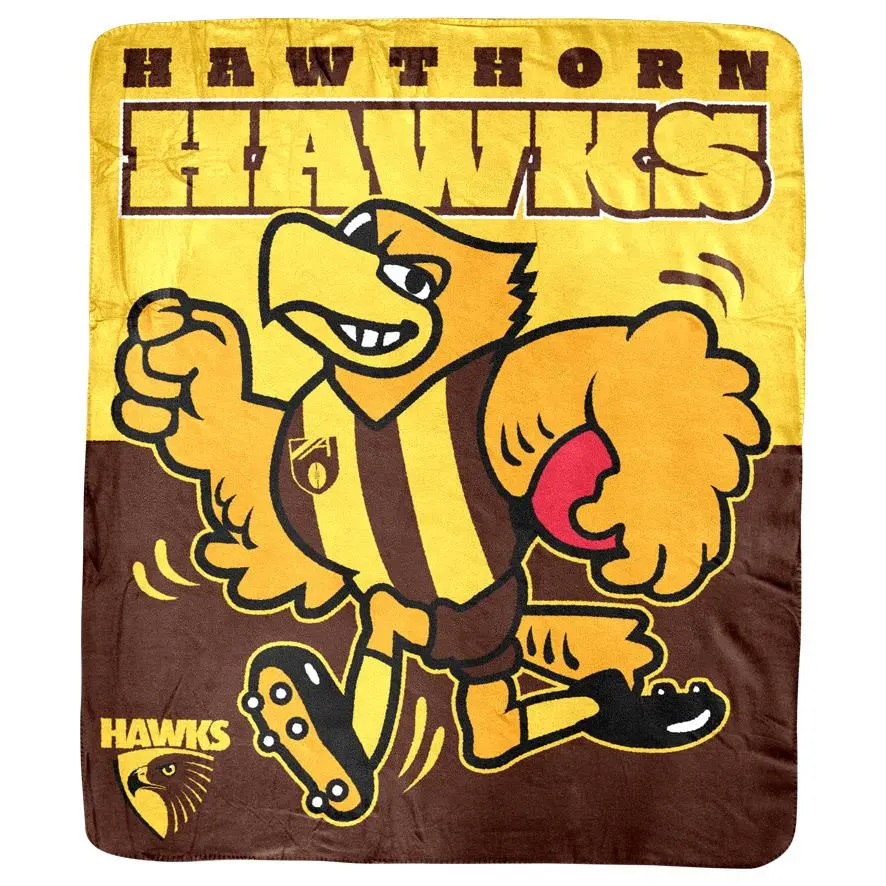 Afl - Hawthorn Hawks - Coral Fleece Rug 1