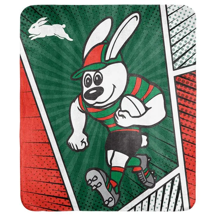 Nrl - South Sydney Rabbitohs - Coral Fleece Rug 1