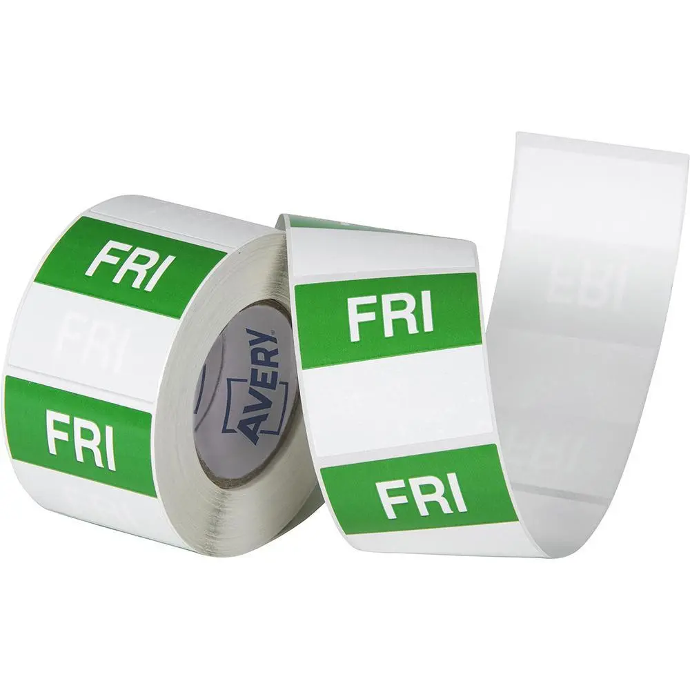 Avery 937340 Removable Day Label Friday 40×40Mm Green/White Box 500 1