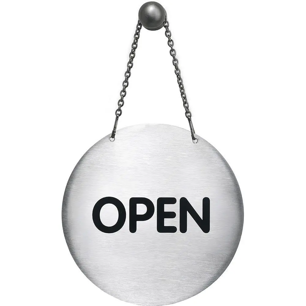 Durable Pictogram Sign Open/Closed Reversable With Hanging Chain 130Mm 1