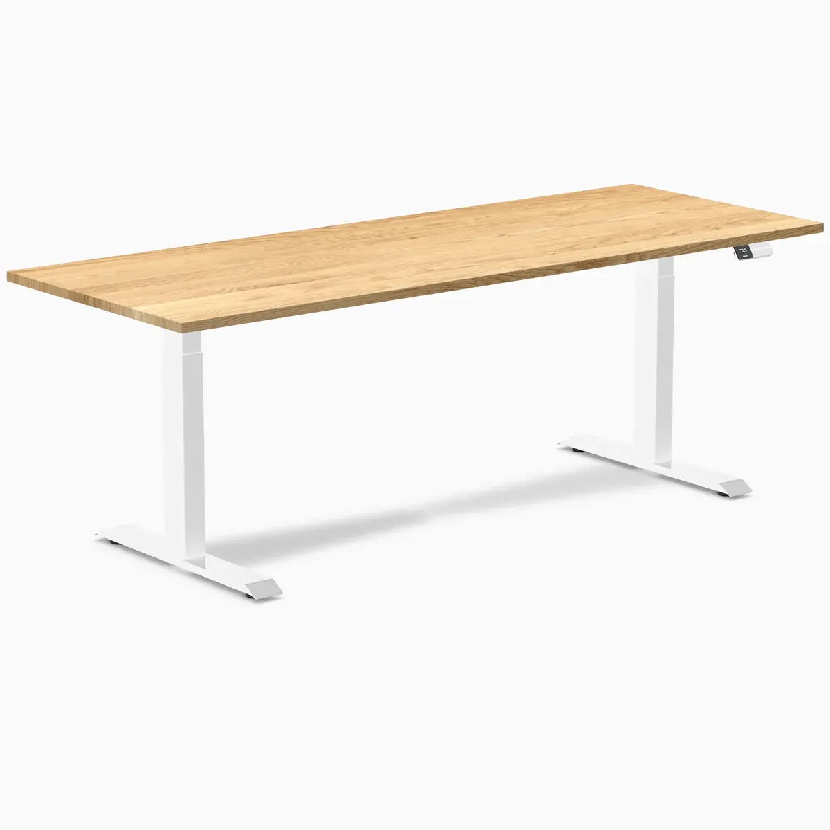 Desky Dual Hardwood Sit Stand Desk 200Cm White Oak Desktop And White Frame 1