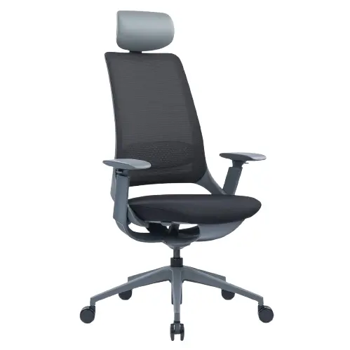 Desky Pulse Supportive Desk Chair With Headrest (Black/Grey) 1