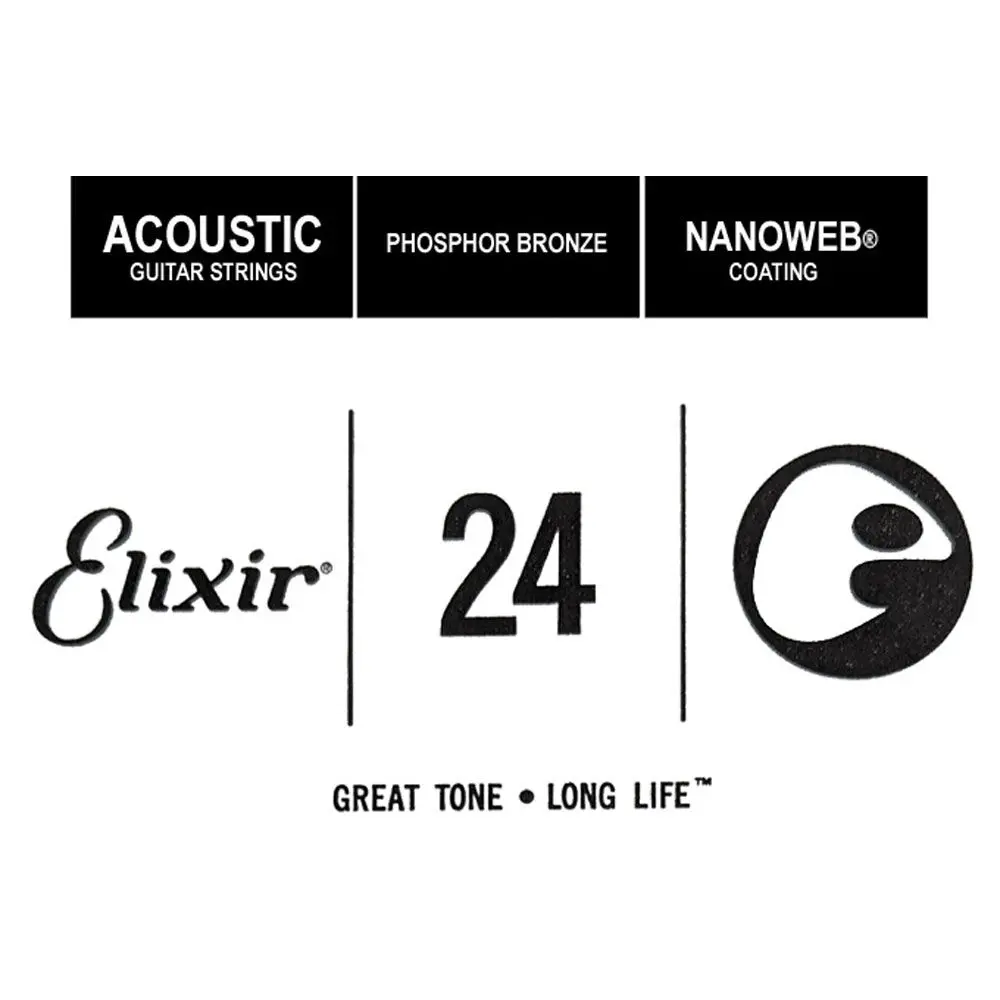 Elixir #14124 Acoustic Nanoweb Phosphor Bronze 0.024 Single String 2