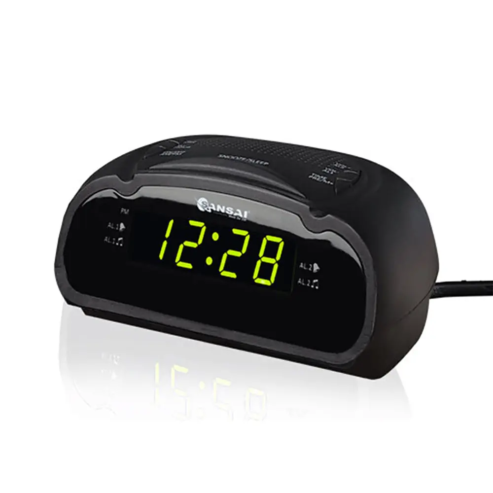 Sansai Led Am/Fm Dual Alarm Clock Radio With Battery Backup + Snooze (Black) 1