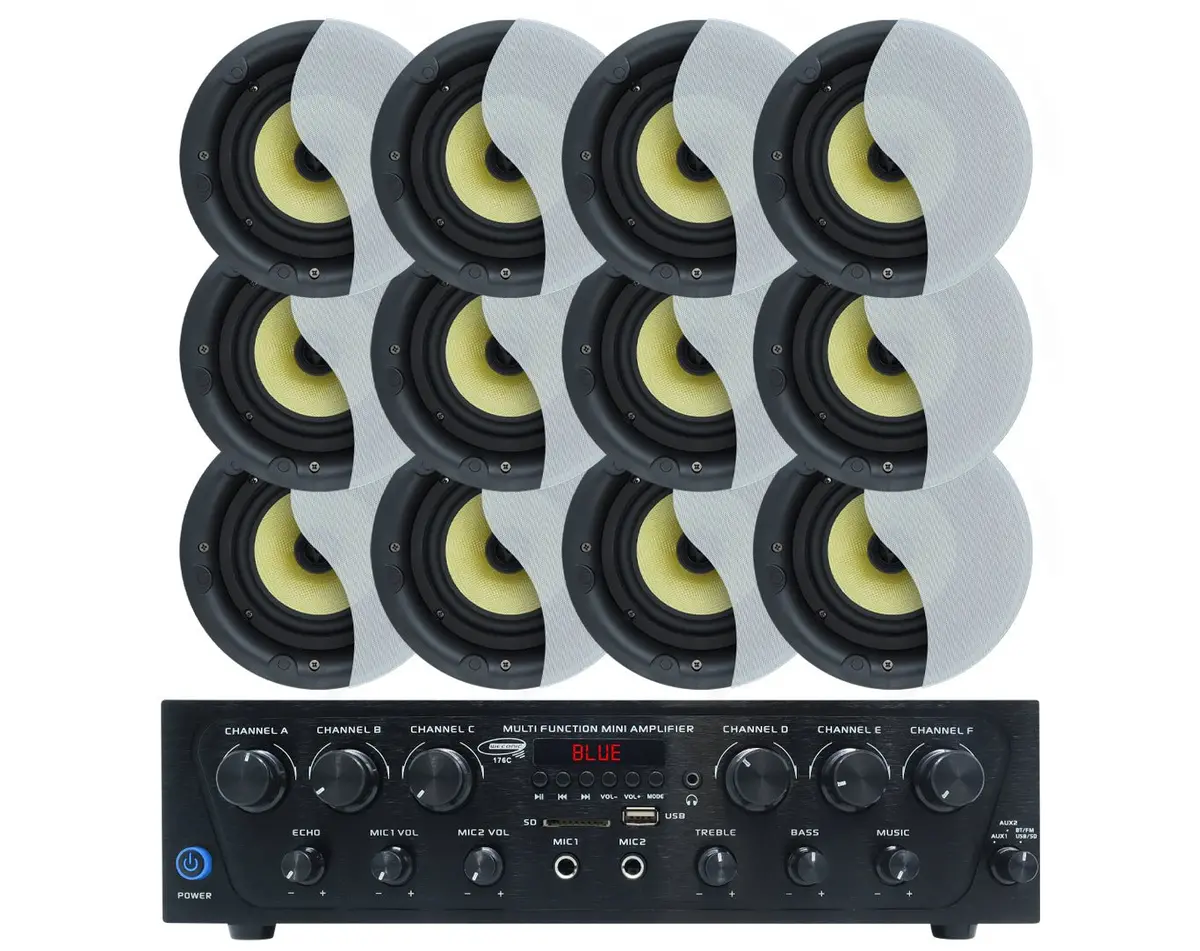 Weconic Bluetooth Amplifier + 12X 6" Indoor Ceiling Speaker Package 1