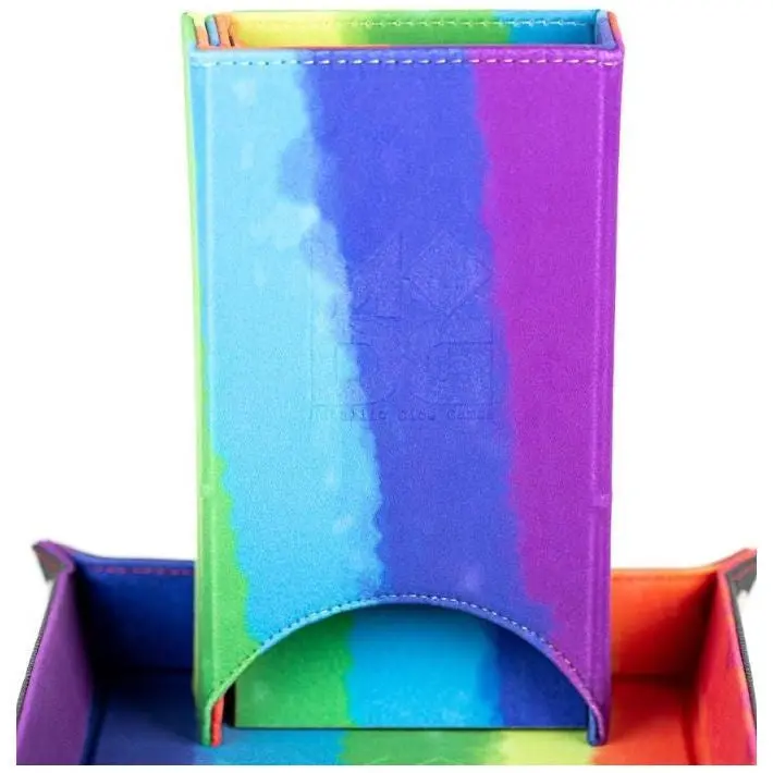 Fanroll By Metallic Dice Games Mdg - Fold Up Velvet Dice Tower (Watercolour Rainbow) 1
