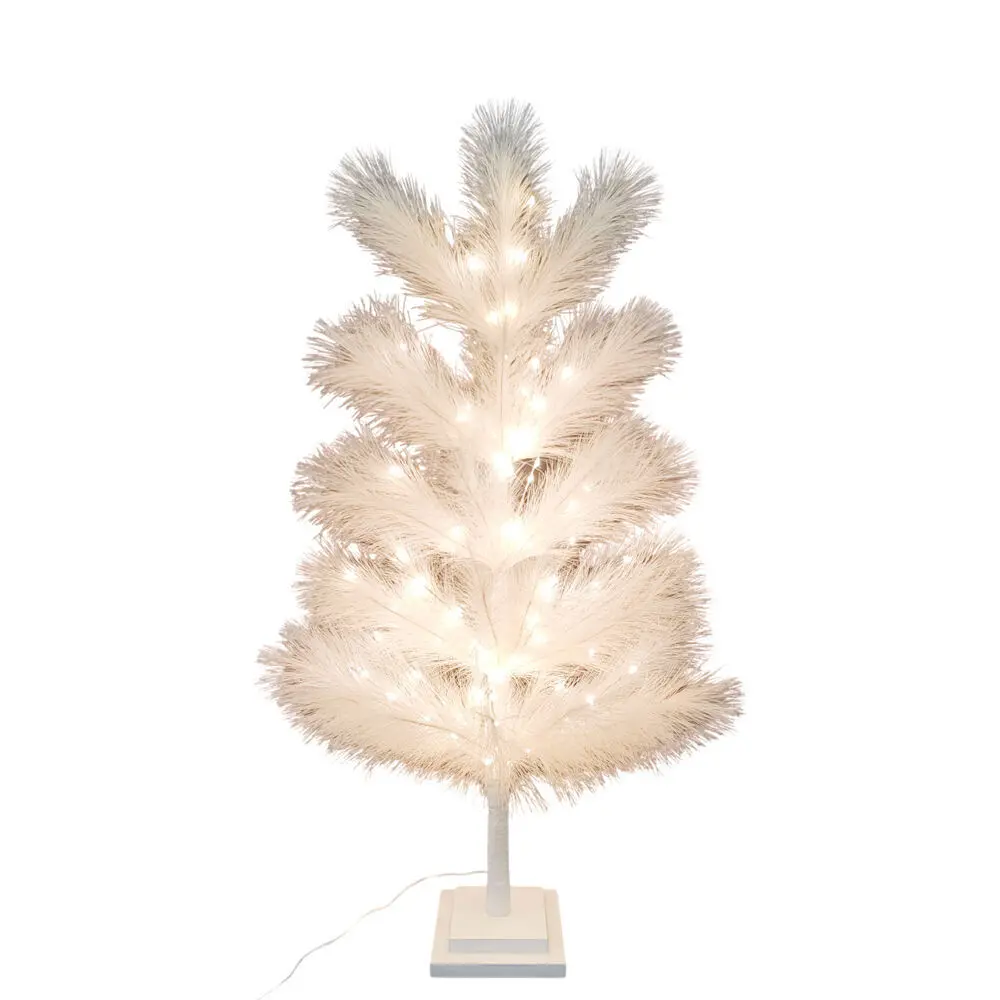Urban Whisp Wooden Christmas Tree With 82 Led Lights 90Cm Cream 1
