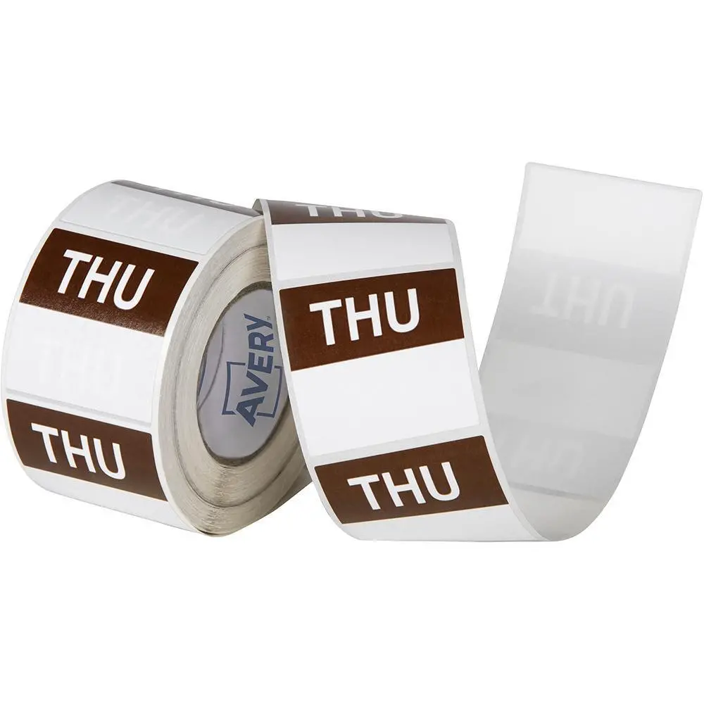 Avery 937339 Removable Day Label Thursday 40×40Mm Brown/White Box 500 1