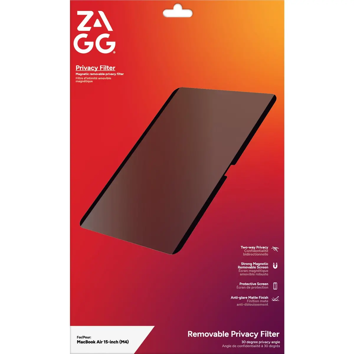 Zagg Removable 2-Way Privacy Filter For Apple Macbook Air 15" (M5/M4) 1