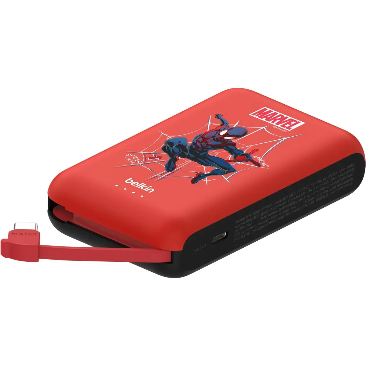 Belkin Boostcharge Power Bank 10K With Integrated Cable (Disney Collection: Marvel Spider-Man) 1