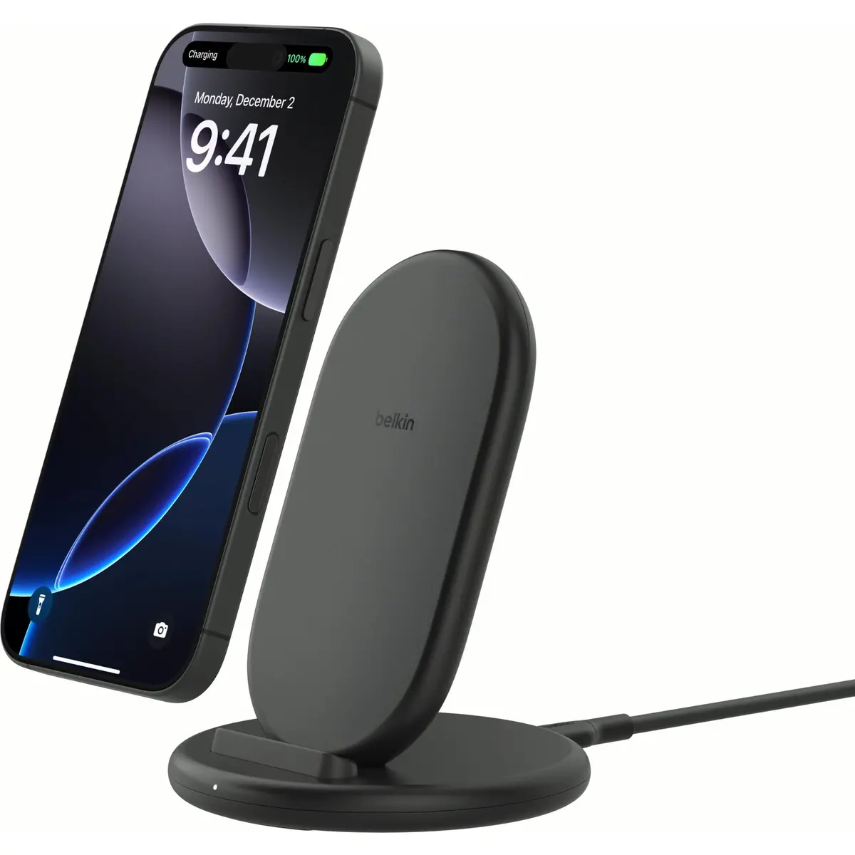 Belkin Boostcharge Wireless Charging Stand 15W With Wall Adapter (Black) 1