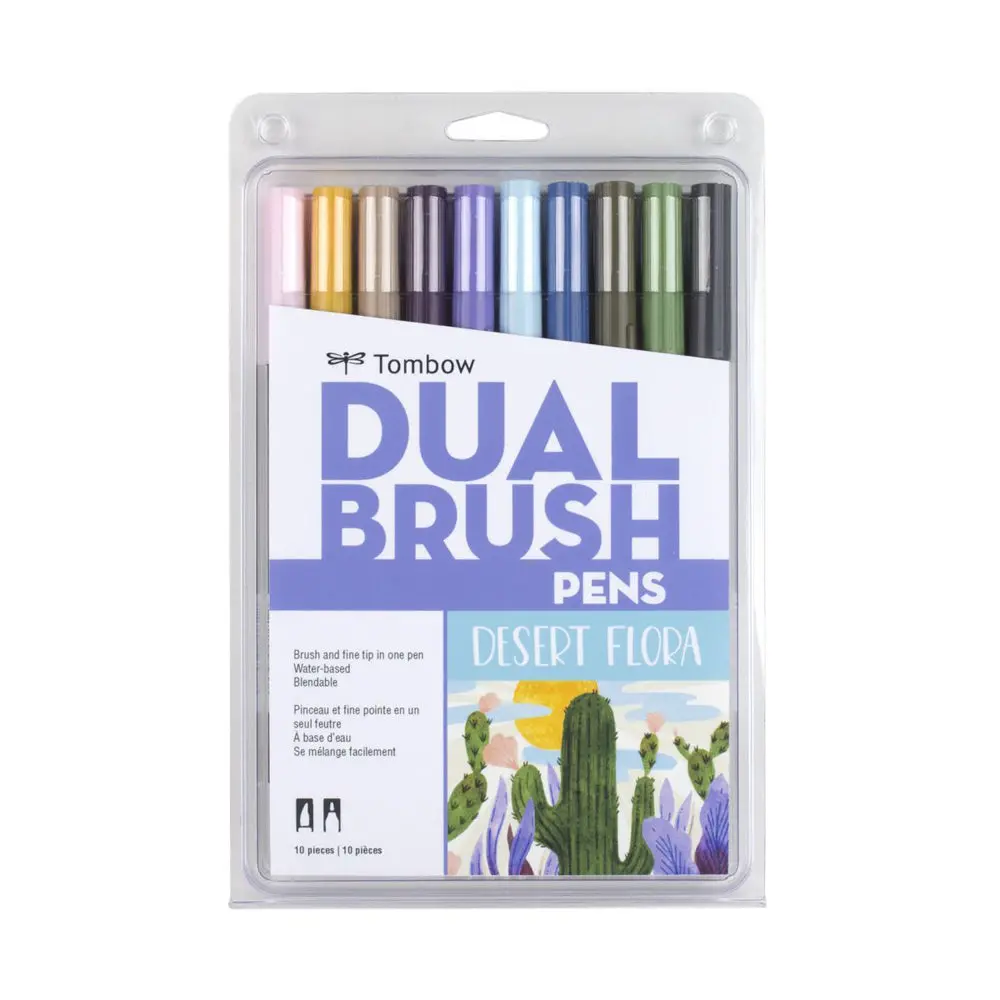 Tombow Dual Brush Pen Marker Drawing/Sketching Set (Desert Flora) [10-Pieces] 1