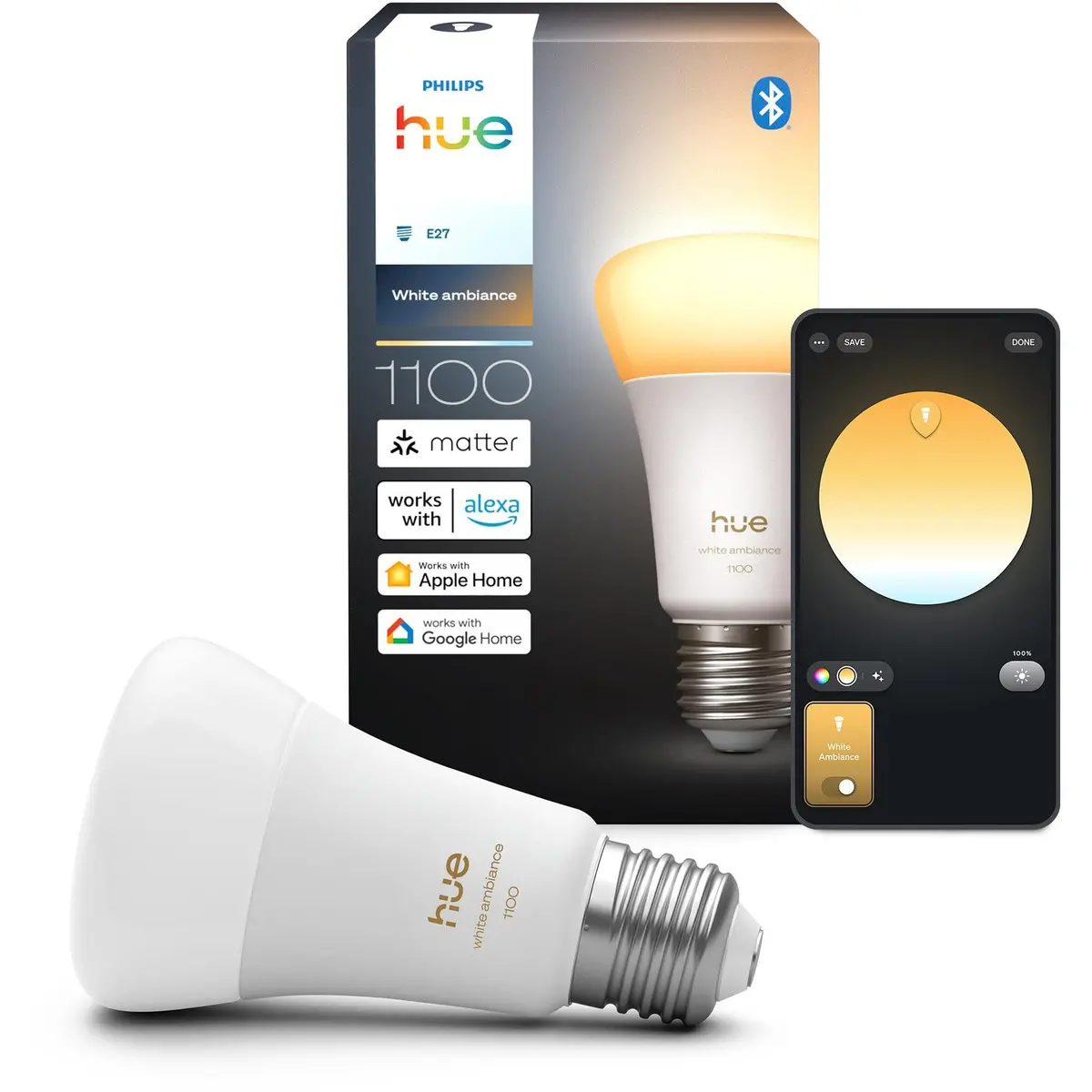 Philips Hue A60 75W Bluetooth Amber Bulb (E27) 2