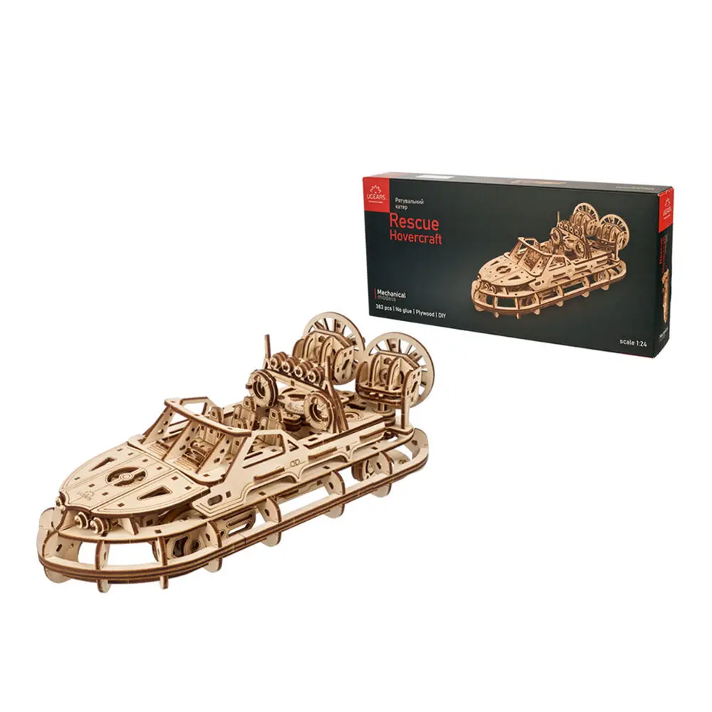 Ukraine Made Ugears Rescue Hovercraft Mechanical Wooden 3D Puzzle Model Kit 2