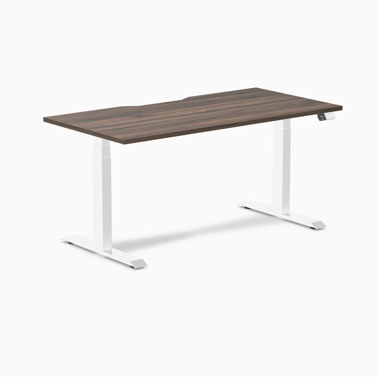 Desky Dual Scalloped Melamine Sit Stand Desk 1500X750mm (Jarrah Legno/White) 1