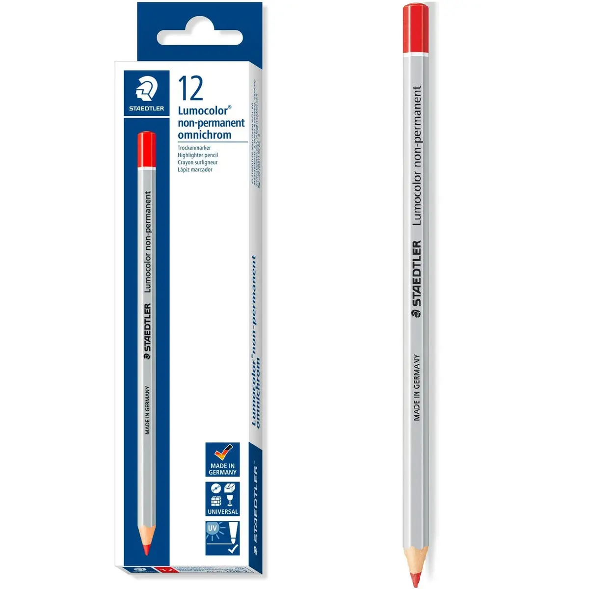 Staedtler 108 Lumocolor Non-Permanent Omnichrom Pencils Red Box 12 1