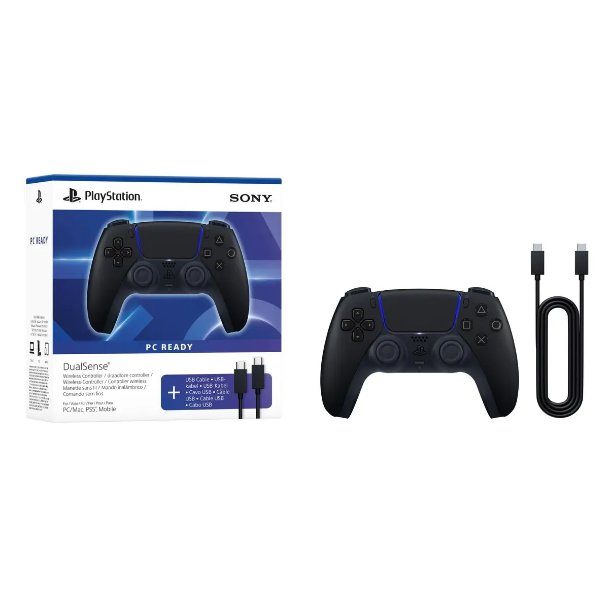 Pc Dualsense Wireless Controller + Usb Cable (Midnight Black) 2