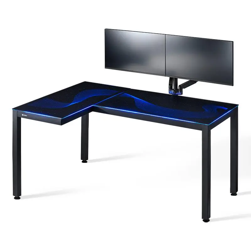 Eureka Gtg - L60, L-Shaped Glass Led Gaming Desk (Left) 1