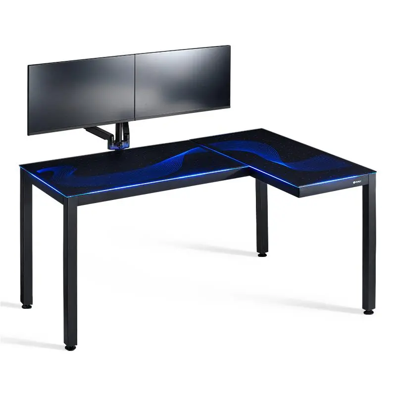Eureka Gtg - L60, L-Shaped Glass Led Gaming Desk (Right) 1