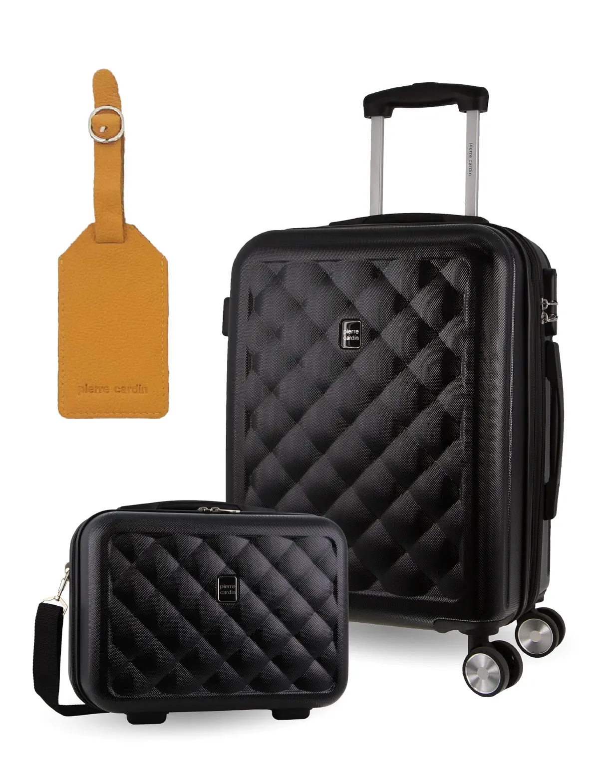 Pierre Cardin Cabin Hard-Shell Suitcase & Mini Beauty Travel Case W/ Tag Black 1