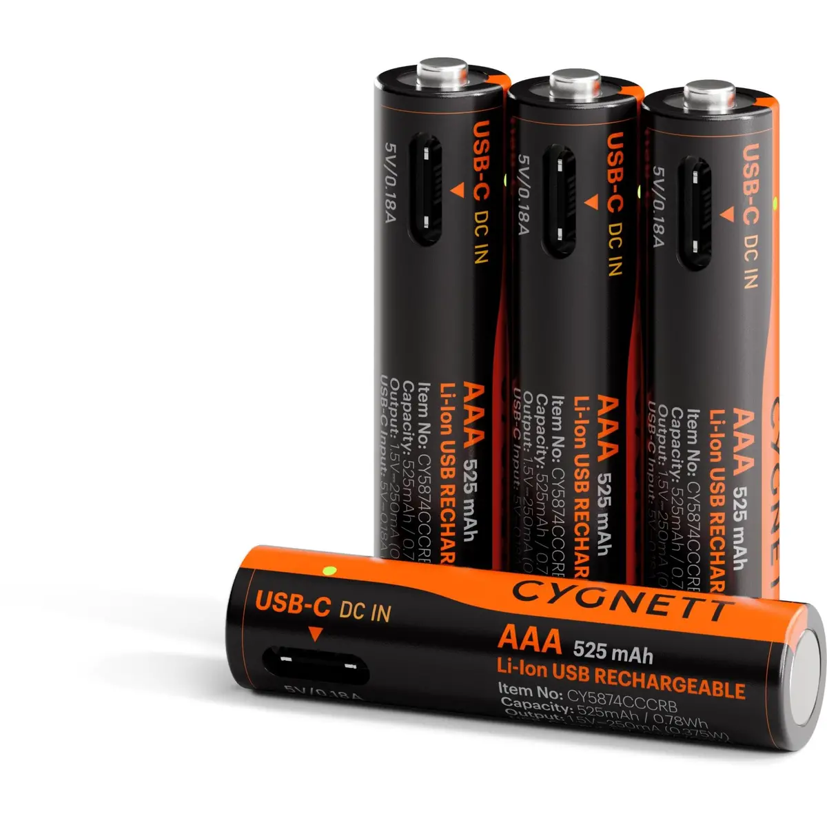 Cygnett Aaa Usb-C Rechargeable Batteries (4 Pack) 1