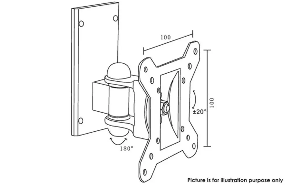 Doss Tv Swivel & Tilt Wall Mount Bracket 15-24″ Up To 20Kg (Black) 2