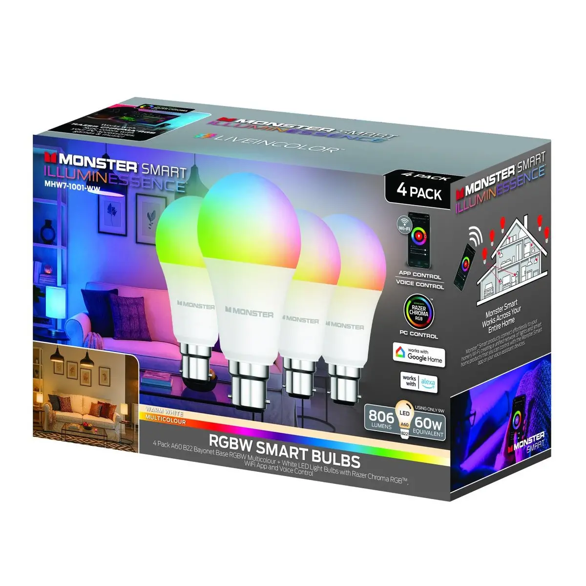 Monster Smart Light Bulbs Bayonet (4 Pack) 1