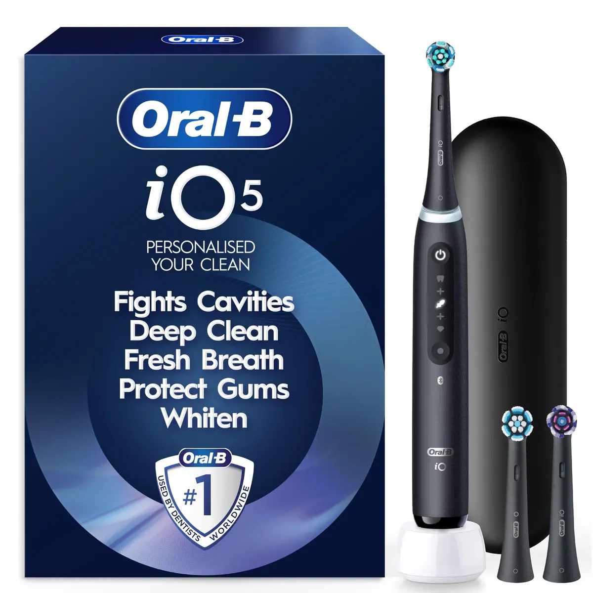 Oral-B Io 5 Personalised Clean Electric Toothbrush With Travel Case And 3 Brush Heads (Matte Black) 2