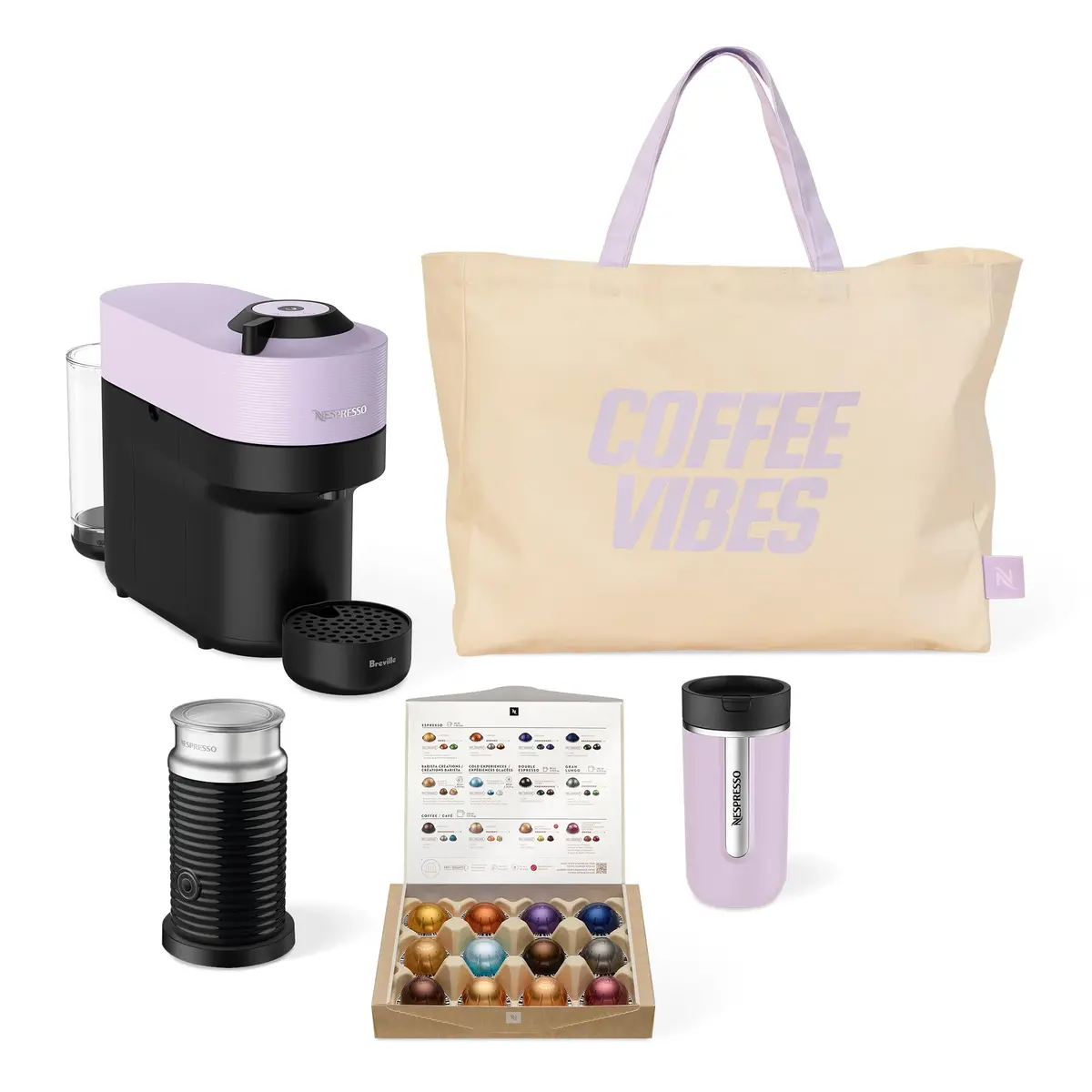 Breville Nespresso Vertuo Pop Bnv150lil Capsule Coffee Machine Value Pack (Lilac) 1