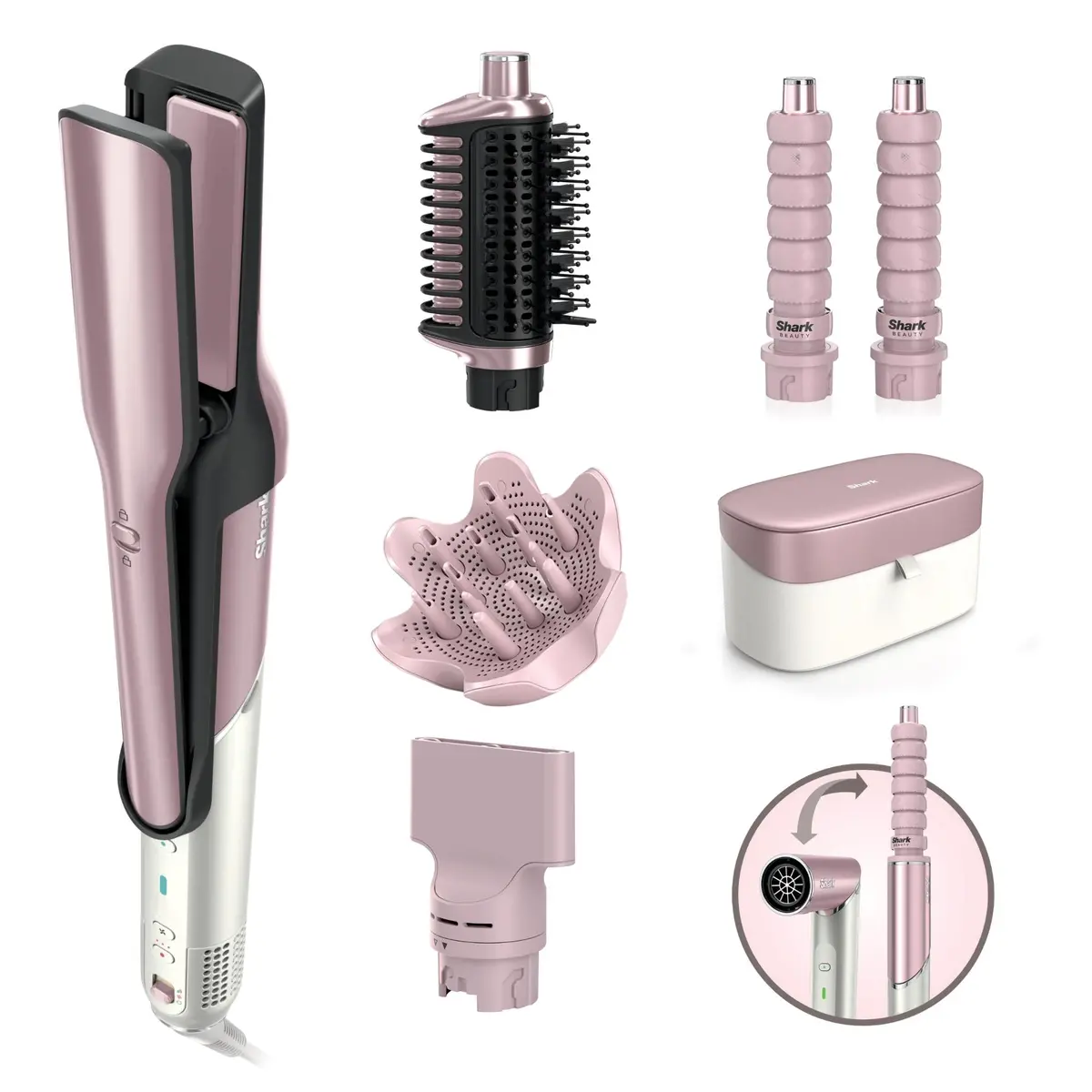 Shark Glam™ Hot Tool Air Drying & Styling System (Soft Pink) 1