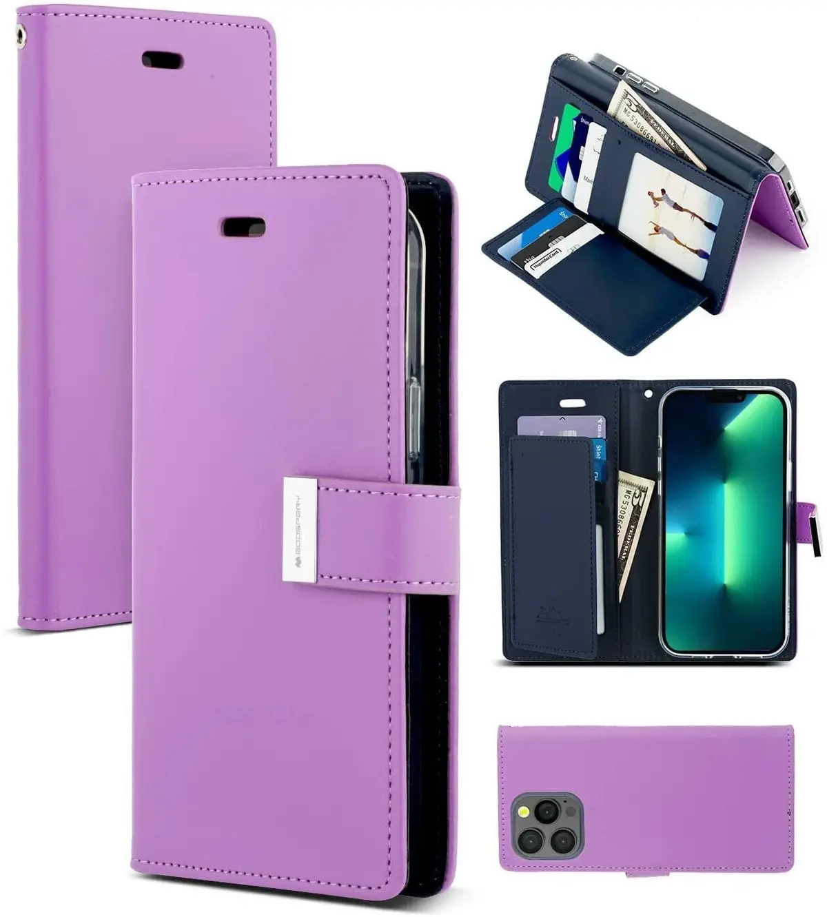 Goospery Rich Diary Case For Iphone 15 - Purple 1