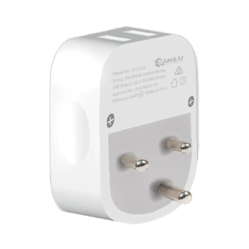 Sansai Travel Adaptor With 2 X Usb Ports - Au/India Region 1