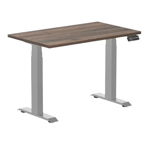 Desky Dual Mini Sit Stand Desk 1000X600 Jarrah Legno Desktop And Grey Frame 1