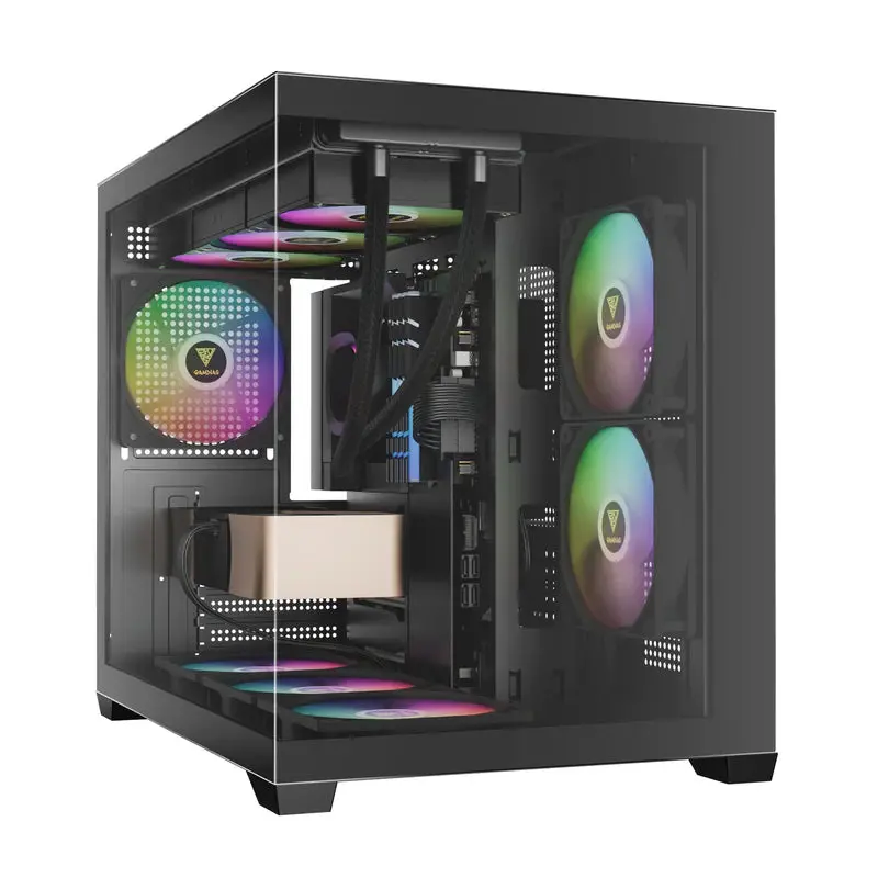 Gamdias Aura Gc10m V2 M-Atx Pc Case Tempered Glass With 3 Argb Fans (Black) 1