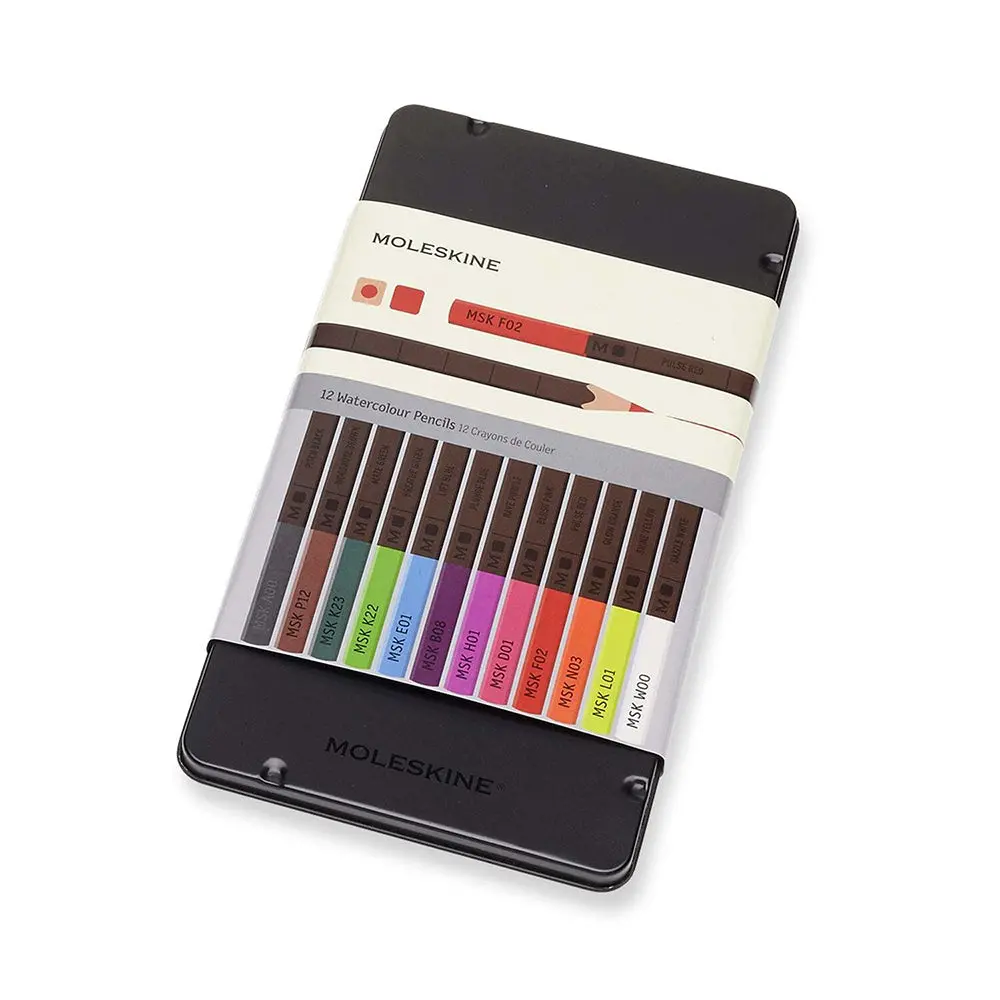 Moleskine Watercolour Coloured Pencils W/ Metal Case Set [12-Pieces] 1